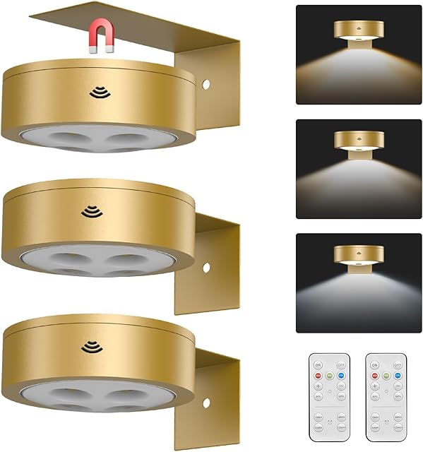 Wireless Picture Light Puck Lights Gold