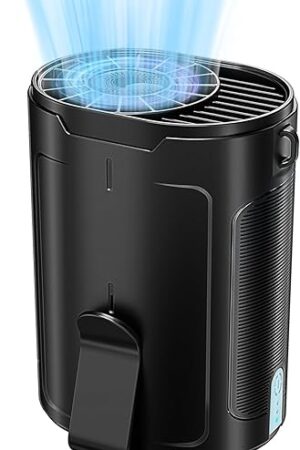 BARITO Portable Waist Fan, Wearable Shirt Fan Rechargeable with 25H Battery Life, 6600RPM Strong Wind, 4-in-1 Hands-Free Cool Clip Fan Under Shirt Quiet & Portable – For Work, Travel, Outdoors - Black