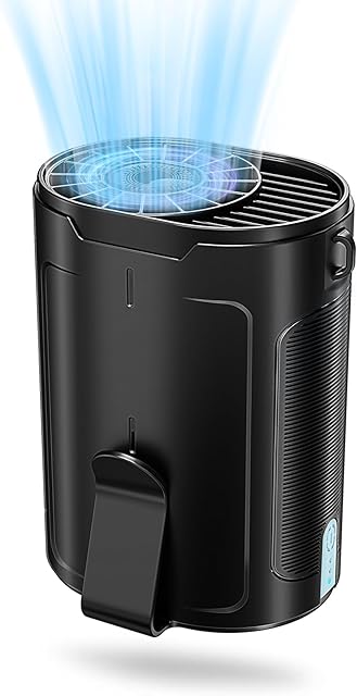 BARITO Portable Waist Fan, Wearable Shirt Fan Rechargeable with 25H Battery Life, 6600RPM Strong Wind, 4-in-1 Hands-Free Cool Clip Fan Under Shirt Quiet & Portable – For Work, Travel, Outdoors - Black