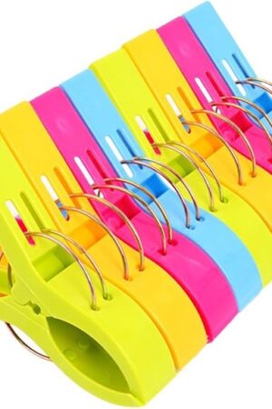 Danmu Beach Towel Clips, Beach Clips, Towel Clips for Beach Chairs Cruise, Heavy Duty Clothes Pins-Keep Your Towel from Blowing Away, Beach Accessories for Vacation Must Haves (Multicolor-8pcs)