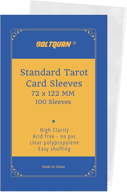 The 72x122 mm Tarot Card Sleeves – Premium Protective Card Sleeves for Standard Tarot Decks, Durable Clear Non-Glare Finish, Fits Most Tarot Cards