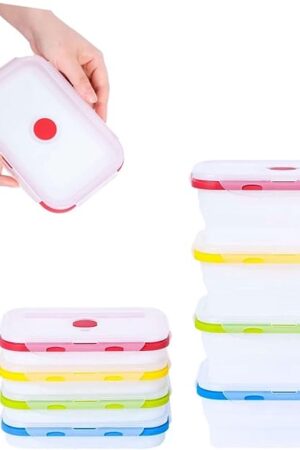 Collapsible Silicone Food Storage Containers, BPA Free, Microwave, Freezer and Dishwasher Safe, Lunch, Meal Prep, Travel, Space-Saving