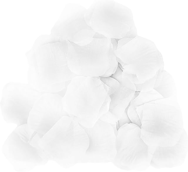 500 Pcs Exquisite White Rose Petals, Emulation Silk Rose Petals, Artificial Flower Petal for Romantic Nights, Weddings, Events, and Valentine's Day Deco (White)