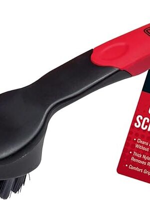 Cast Iron Scrub Brush & Scraper, Heavy Duty Scraper & Superior Nylon Bristles, Dish Scrubber Brush for Cast Iron Skillets, Cast Iron Pan Cleaning Brush for Grease & Food Build-up by Chef Master 90058