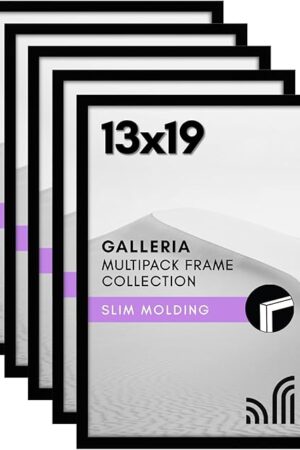 Americanflat 13x19 Picture Frame with Polished Plexiglass - Set of 5 - Galleria Collection - Picture Frames for Wall Display - Black