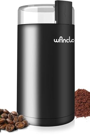 Wancle Electric Coffee Grinder, Spice Grinder, One Touch Coffee Mill for Beans, Spices and More, with Clean Brush Black