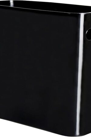 Youngever 1.5 Gallon Slim Trash Can, Plastic Garbage Container Bin, Small Trash Bin with Handles for Home Office, Living Room, Study Room, Kitchen, Bathroom (1 Pack Black)