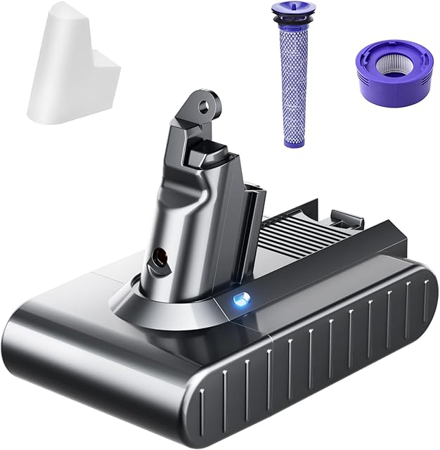 Advanced 6000mAh V6 Battery Replacement for Dyson V6 Animal Battery Replacement for Dyson V6 Motorhead Absolute SV03 SV04 SV09 DC58 DC59 DC61 DC62 DC72 DC74 VTC4 Cordless Vacuum(Not for V7 V8)