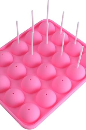 20 Cavity Silicone Pink Lolly Pop Party Cupcake Baking Mold Cake Pop Stick Mold Tray