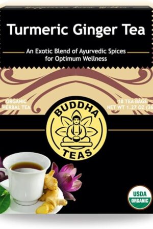 Buddha Teas Organic Turmeric Ginger Tea - OU Kosher, USDA Organic, CCOF Organic, 18 Bleach-Free Tea Bags