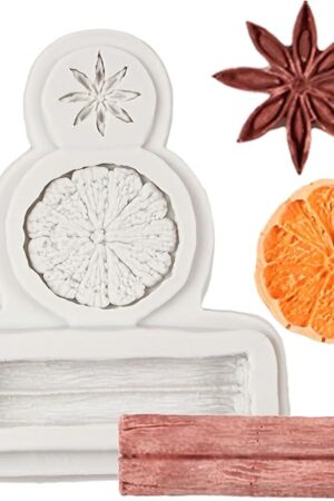 Winter Spices Silicone Mold Lemon Slice Star Anise Tangerine Peel Fondant Molds for Cake Decoration Chocolate Cupcake Topper Candy Polymer Clay Gum Paste