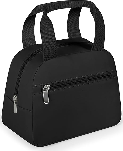Womens Lunch Bags for Work Cute Lunch Box Collapsible Reusable Lunch Tote Bag for Women Insulated Cooler for Commuting, Black 10-Can(8L)
