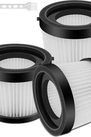 3 Pack DCV501HB Filters for DEWALT 20V Cordless Handheld Vacuums - Filter, Washable and Reusable, Compatible with Part # DCV5011H & 1 Brush