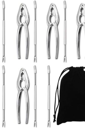 Artcome Seafood Tools Set including 7 Forks and 6 Lobster Crab Crackers Nut Cracker Set