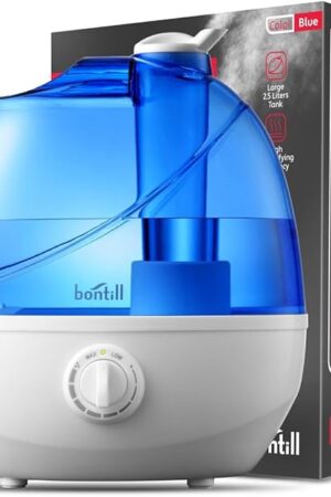 Cool Mist Humidifiers for Bedroom & Large Room (2.5L Water Tank) Quiet Ultrasonic Air Humidifier For Babies Nursery, Office, Indoor Plants & Whole House -Adjustable 360 Rotation Nozzle, Auto-Shut Off
