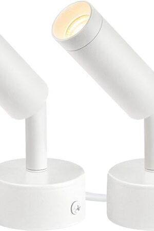 2 Pack Indoor Spot Lights, 120V LED Accent Up Lights, 3W Plant Spotlights, 3000K Floor Spotlights for Plants, Pictures, Desk - Uplights with 5.9 FT Plug Cord and Foot Switch