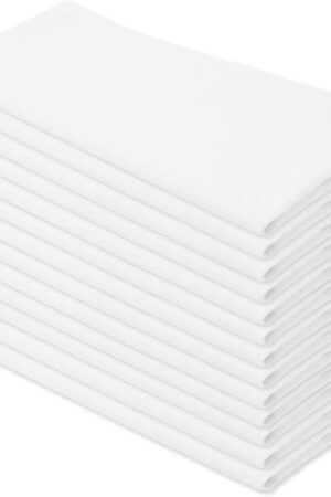 Aunti Em's Kitchen Flour Sack Dish Towels - Natural Cotton for Embroidery and Drying Glass, Hand, Dinnerware - Plain, Thick, Zero-Lint - Highly Absorbent - Set of 13, 27 x 27 Inch, White