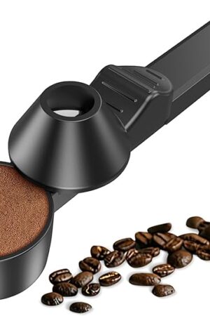 Coffee Scoop & Funnel for Reusable K Cup Refillable Coffee Pods, Coffee Measuring Spoon 2 Tablespoon Capacity, Scoop with Funnel for Ground Coffee, Protein Powder, Tea (Black, 1 Pack)