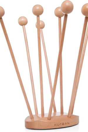 Beech Wood Plastic Bag Drying Rack - Reusable Bag & Bottle Dryer, Space-Saving Design for Kitchen, Easily Assembled and Disassembled for Storage