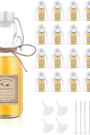20Pcs 4 oz Swing Top Glass Bottles for Vanilla Extract Homemade,Flip Top Glass Bottles for Food Storage Canister for Hot Sauce Beans