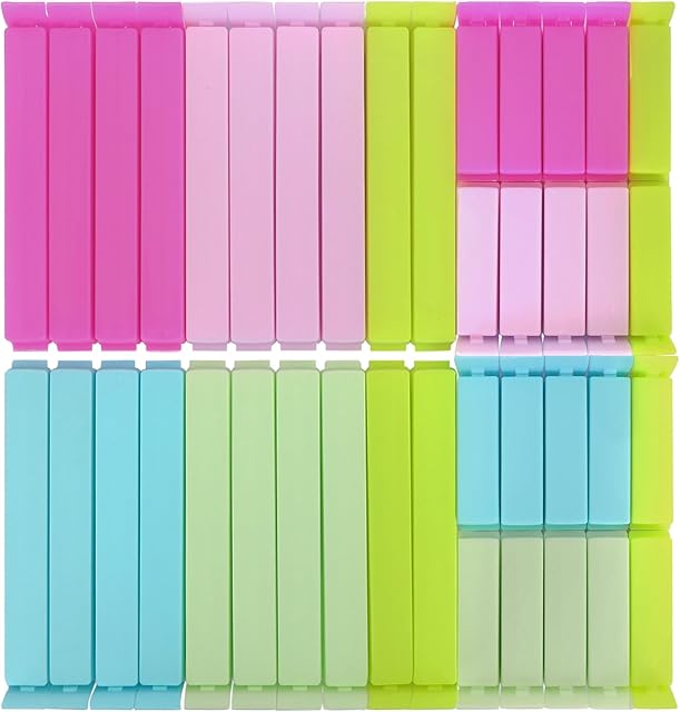 Zhtuck 40PCS Sealing Clip Bag Plastic Food Bag Clips Large Size Chip Clips Bag Clips Food Clips for Food Storage Kitchen and Home (4.3in x 20, 2.4in x20)
