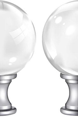 ?2 Pack】PEESIN Lamp Finials, 1/4-27 Inch Threaded Base Glass Ball Lamp Finials Decorative, Finials for Lamps with Chrome Base, Lamp Shade Screw Cap for Table or Floor Lamps