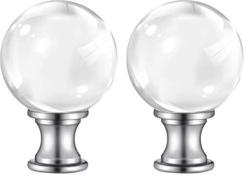 ?2 Pack】PEESIN Lamp Finials, 1/4-27 Inch Threaded Base Glass Ball Lamp Finials Decorative, Finials for Lamps with Chrome Base, Lamp Shade Screw Cap for Table or Floor Lamps