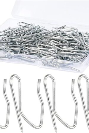 1.2 Inches Curtain Hooks, Sopito 58pcs Metal Drapery Pin and Hook for Door Window Shower Curtain, Silver White