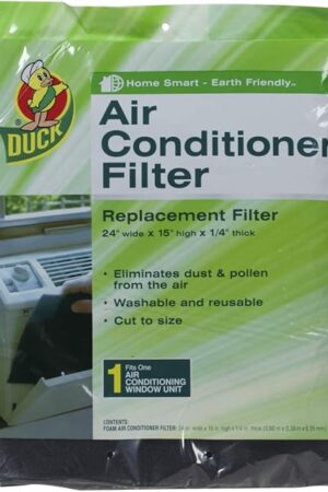 Duck Brand Replacement Air Conditioner Foam Filter, 24-Inch x 15-Inch x 1/4-Inch, 1285234