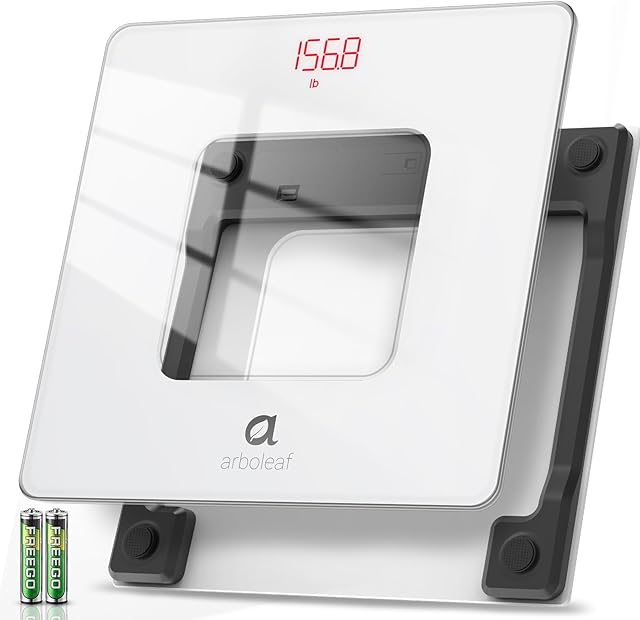 arboleaf Scale for Body Weight, High-Precision Digital Bathroom Scale with LED Display, Sleek & Durable, 400lb Capacity for Home Use