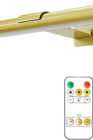 Wireless Picture Light, 16 in Picture Lights for Wall, Dimmable 5200mAh Recharging Battery Picture Light with Remote Control for Wall, Gallery Dartboard Art Bedroom