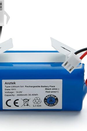 3 Prong Plug Replacement Battery, Replace/Compatible for Shark ion RVbat700 Battery, Fit for rv700, rv720, rv725, rv750 Models, 14.8V 2600mAh Rechargeable (3 Prong Plug)