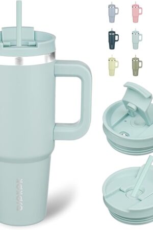 BJPKPK 30 oz Tumbler With Handle Insulated Tumblers With Lid And Straw Stainless Steel Thermal Cup,Blue Haze