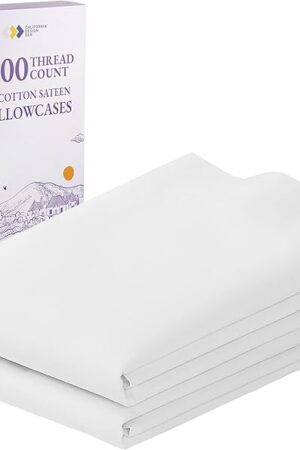 California Design Den Pillow Cases Standard Size Set of 2 - Luxury 1000 Thread Count Sateen, Soft and Thick 100% Cotton Pillowcases Queen/Standard, Breathable and Durable, Hotel Quality - White