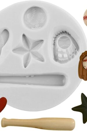 Baseball Silicone Molds Baseball Bat Glove Hat Fondant Mold For Cake Decoration Cupcake Topper Candy Chocolate Gum Paste Polymer Clay Set Of 1