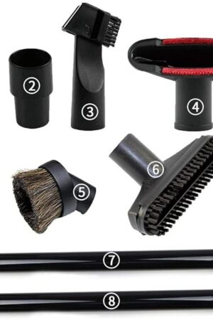 8 Pack Vacuum Attachments for Shop Vac Accessories 1 1/4" - 2 Vacuum Extension Wand, 1 1/4 inch (32 mm) & 1 3/8 inch (35 mm) Vacuum Hose Adapter, 1 1/4 inch Vacuum Cleaner Accessories Brush Kit