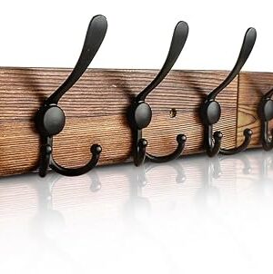 Coat Rack Wall Mount 31.5'' Coat Hanger Wall Mount Burnt Brown Coat Hooks for Wall Rustic Towel Racks for Bathroom Living Room Coat Hat Cloth
