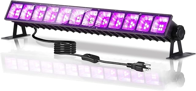 40W Waterproof Black Light Bar, LED Blacklight with 6FT Cord & Switch, IP66 Black Lights for Glow Party, Halloween, Birthday, Body Paint, Bedroom, Classroom, Each Light Up 24x24ft, 1 Pack