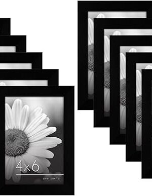 Americanflat 4x6 Picture Frame with Polished Plexiglass - Set of 12 - Signature Collection - Picture Frames with Engineered Wood - Photo Frame for Tabletop and Wall Display - Black