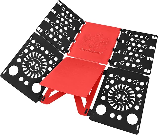 BoxLegend Version 3 Shirt Folding Board t Shirts Clothes Folder Durable Plastic Folding Helper Easy and Fast Folding Boards for Adults and Children, Black and Red