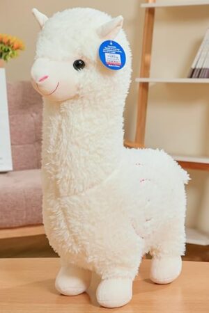 18" Alpaca Plush Toy, Llama Stuffed Animal Large Doll Plushie Hug Pillow Soft Fluffy Cushion Super Kawaii Gift for Birthday Girls and Lovers Washable (White)