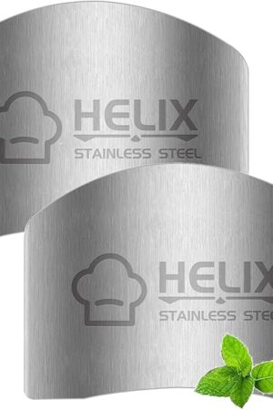 2 Pcs Finger Guard for Cutting aid, Kitchen Tool, Stainless Steel Knife Protector, Adjustable Hand Protect Fingers, Avoid Hurting, Slicing and Chopping, Silver