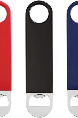 3 Pack Bottle Openers,Beer Bottle Openers, Speed Openers, Stainless Steel Flat Bottle Opener with Exquisite Packaging, for Kitchen, Bar or Restaurant 7 inches Red, Black, Blue