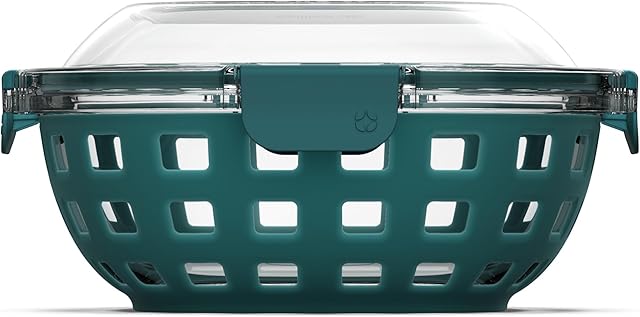 Ello Duraglass Meal Prep Lunch Bowl Container, 5 cup- Glass Food Storage Container with Silicone Sleeve and Airtight BPA-Free Plastic Lid, Dishwasher, Microwave, and Freezer Safe