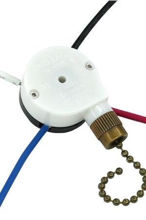 YukiHalu Ceiling Fan Pull Chain Switch 3 Speed 4 Pre-Installed Wires, ZE-208S, Replacement Fan Light Switch for Ceiling Fans and Light Kits (Antique 1Pack)