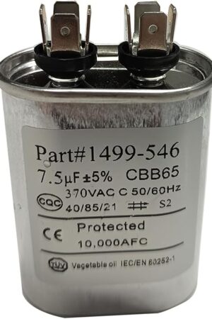 1499-5461 Fan Capacitor for Coleman RV Air Conditioner, Oval Metal Through-Hole Mount Capacitor, 7.5 F, 370 VAC / 50/60Hz, Fits 67/733/737/753/763/833 Models