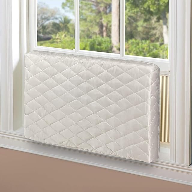 AC Cover Indoor, Air Conditioner Cover Inside Window AC Unit Cover, Double Insulation with Elastic Strap, Light Yellow XS-16"x 13"x 3.5"(L x H x D)…