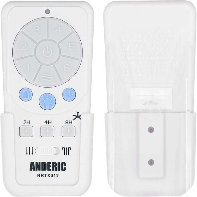 Anderic RRTX012 Replacement Ceiling Fan Remote Control Compatible with Harbor Breeze A25-TX012 A25-TX025 - DC Motor, 6-Speed Fan Control, Light Dimmer, Up & Down Lights, Reverse Airflow, Sleep Timer