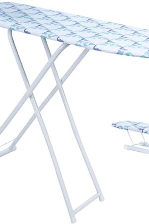 42 Inch Ironing Board, Full Size Foldable Ironing Board with Heat Resistant Cover and Non-Slip Feet Portable Iron Board Multi-Functional Height Adjustable(Neon-42in)