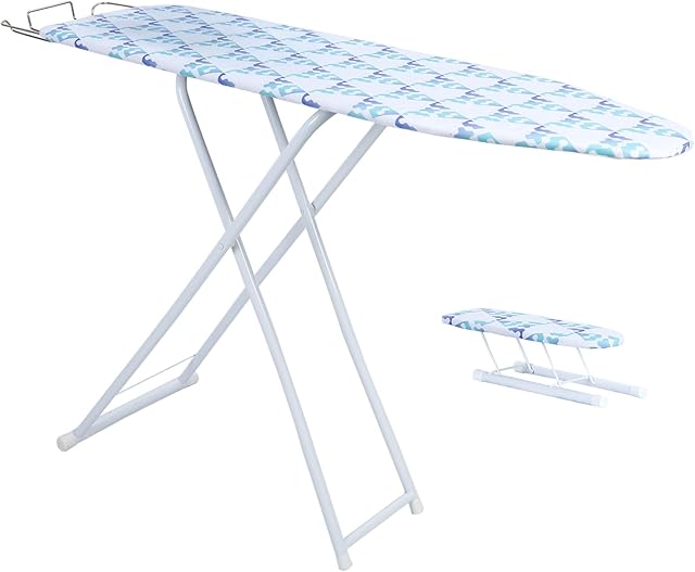 42 Inch Ironing Board, Full Size Foldable Ironing Board with Heat Resistant Cover and Non-Slip Feet Portable Iron Board Multi-Functional Height Adjustable(Neon-42in)